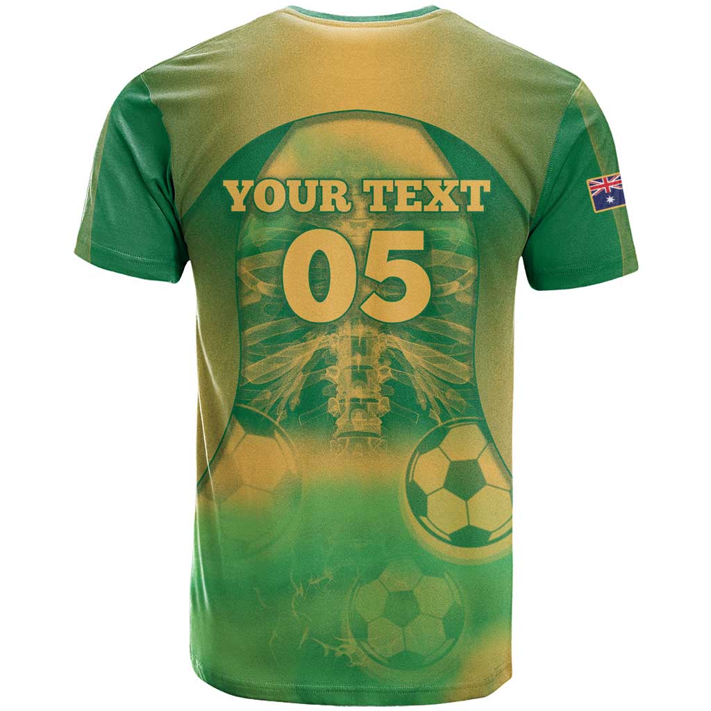 Custom Australia Soccer T Shirt Skeleton Gradient Vintage Spray