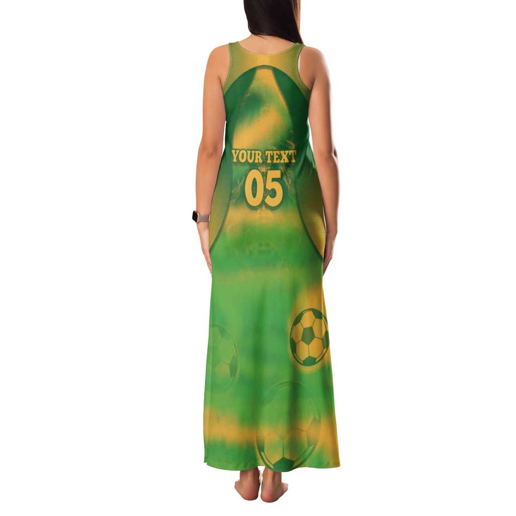 Custom Australia Soccer Tank Maxi Dress Skeleton Gradient Vintage Spray