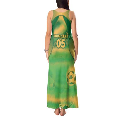 Custom Australia Soccer Tank Maxi Dress Skeleton Gradient Vintage Spray