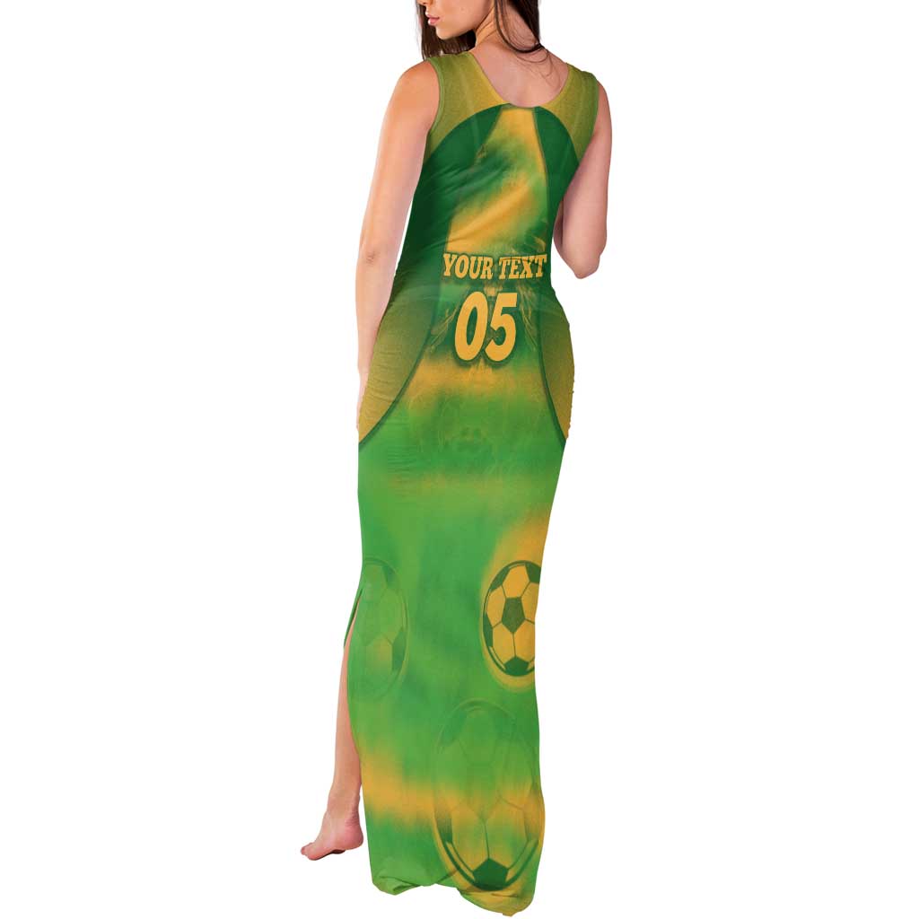 Custom Australia Soccer Tank Maxi Dress Skeleton Gradient Vintage Spray