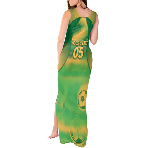Custom Australia Soccer Tank Maxi Dress Skeleton Gradient Vintage Spray