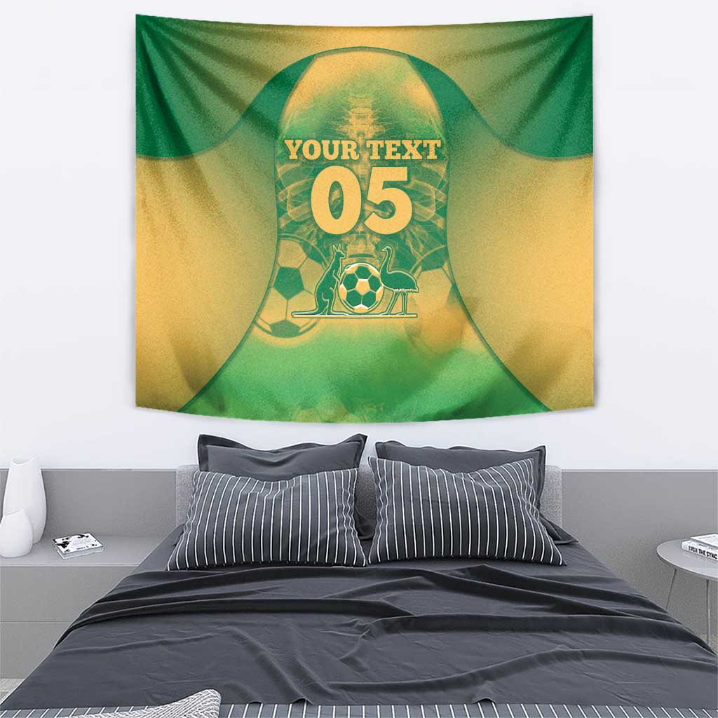 Custom Australia Soccer Tapestry Skeleton Gradient Vintage Spray