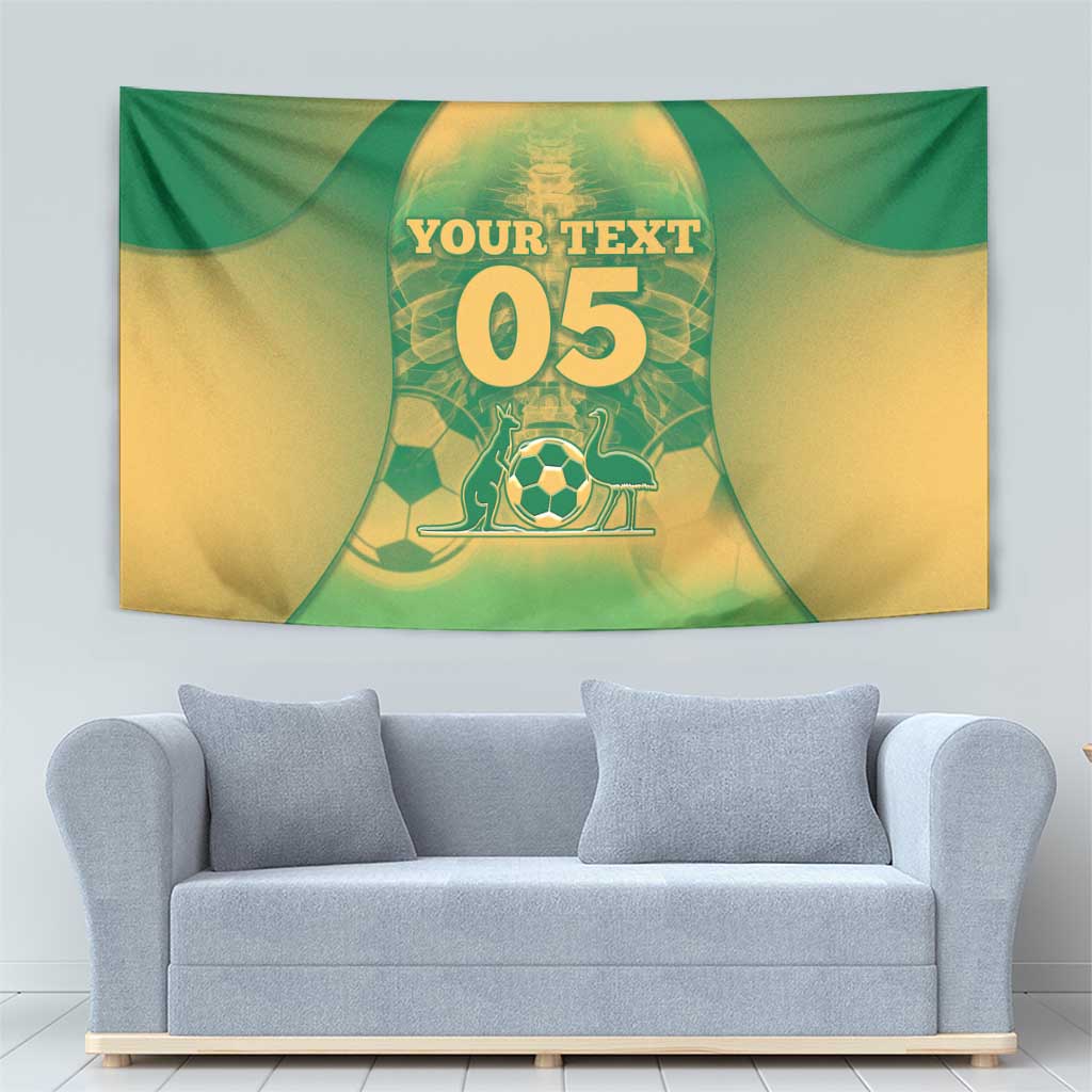 Custom Australia Soccer Tapestry Skeleton Gradient Vintage Spray