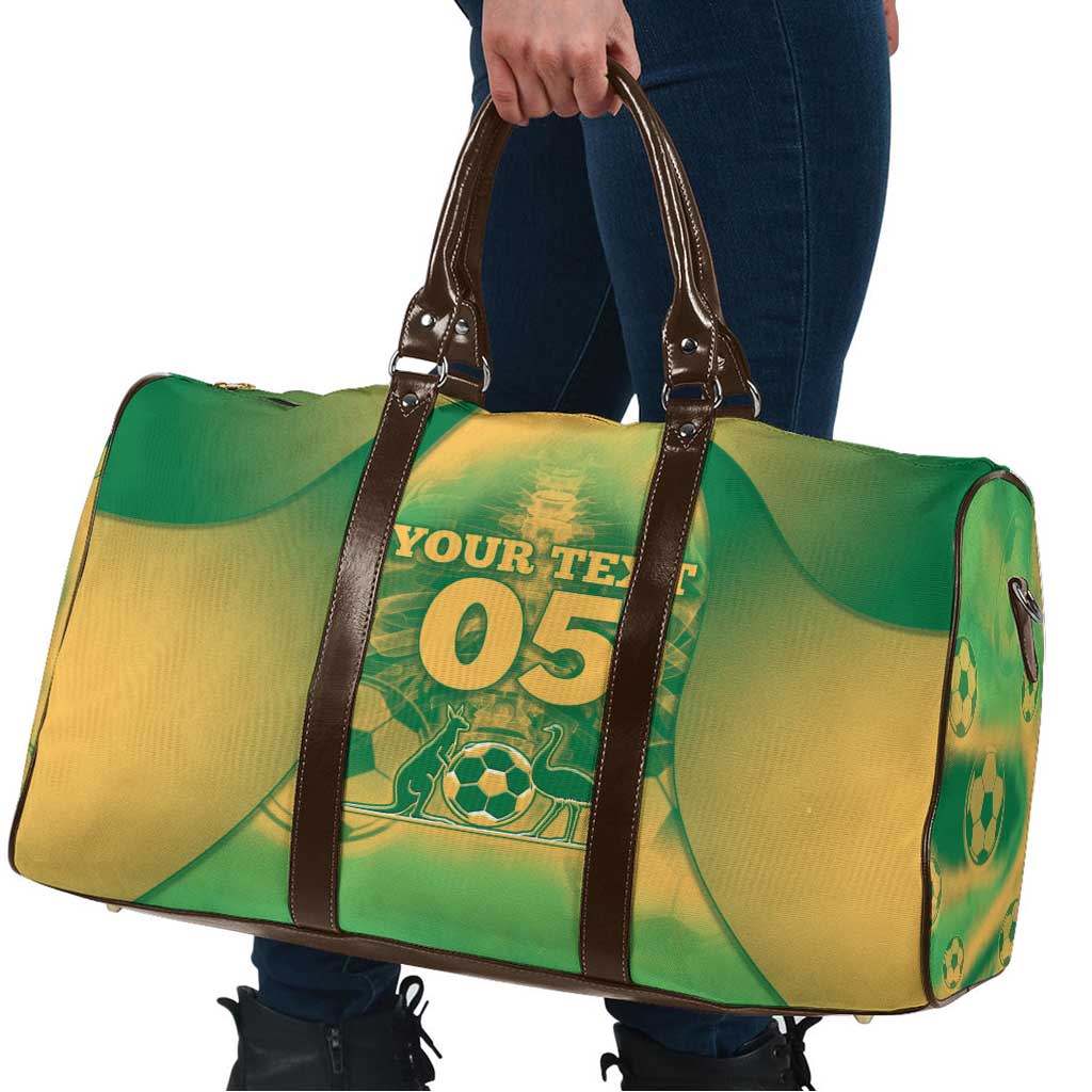 Custom Australia Soccer Travel Bag Skeleton Gradient Vintage Spray