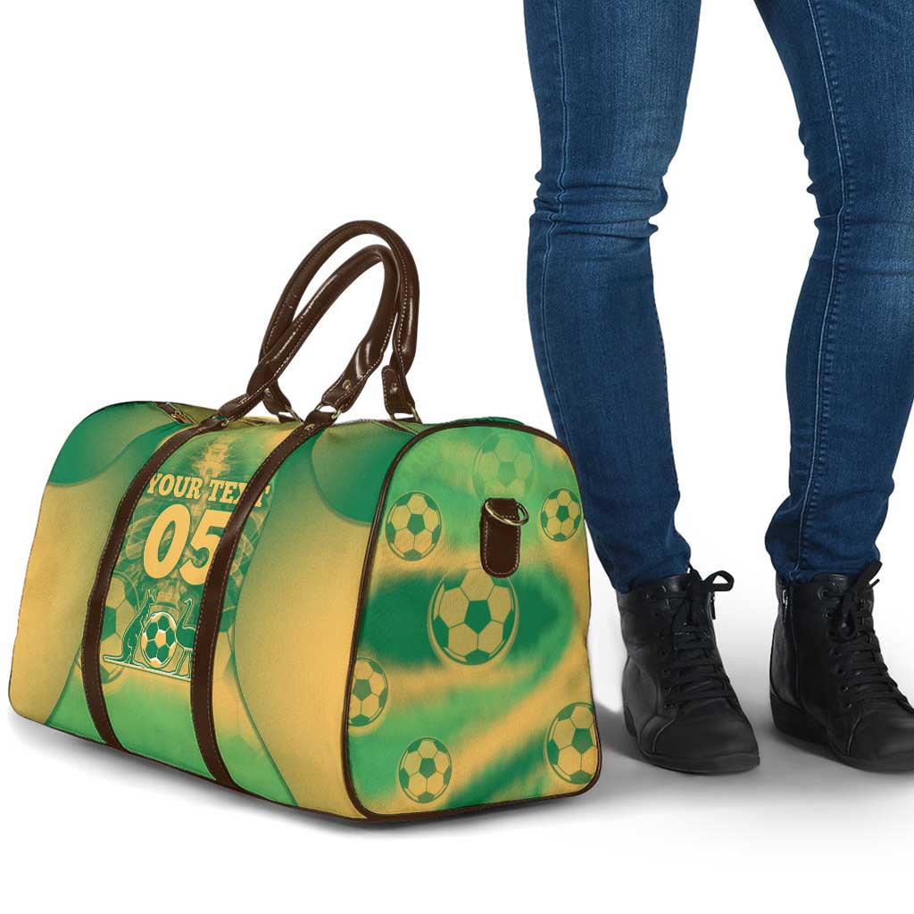 Custom Australia Soccer Travel Bag Skeleton Gradient Vintage Spray