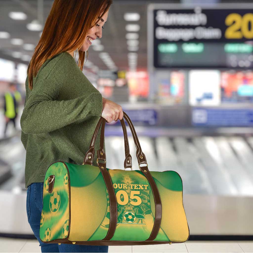 Custom Australia Soccer Travel Bag Skeleton Gradient Vintage Spray
