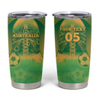 Custom Australia Soccer Tumbler Cup Skeleton Gradient Vintage Spray