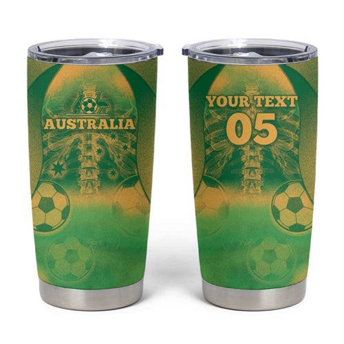 Custom Australia Soccer Tumbler Cup Skeleton Gradient Vintage Spray