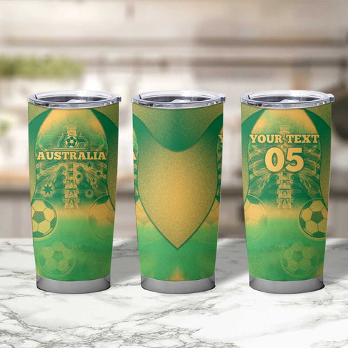 Custom Australia Soccer Tumbler Cup Skeleton Gradient Vintage Spray