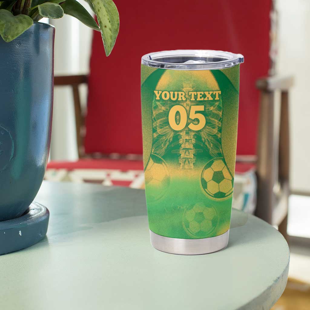 Custom Australia Soccer Tumbler Cup Skeleton Gradient Vintage Spray