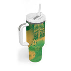 Custom Australia Soccer Tumbler With Handle Skeleton Gradient Vintage Spray