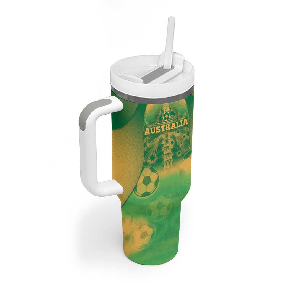 Custom Australia Soccer Tumbler With Handle Skeleton Gradient Vintage Spray