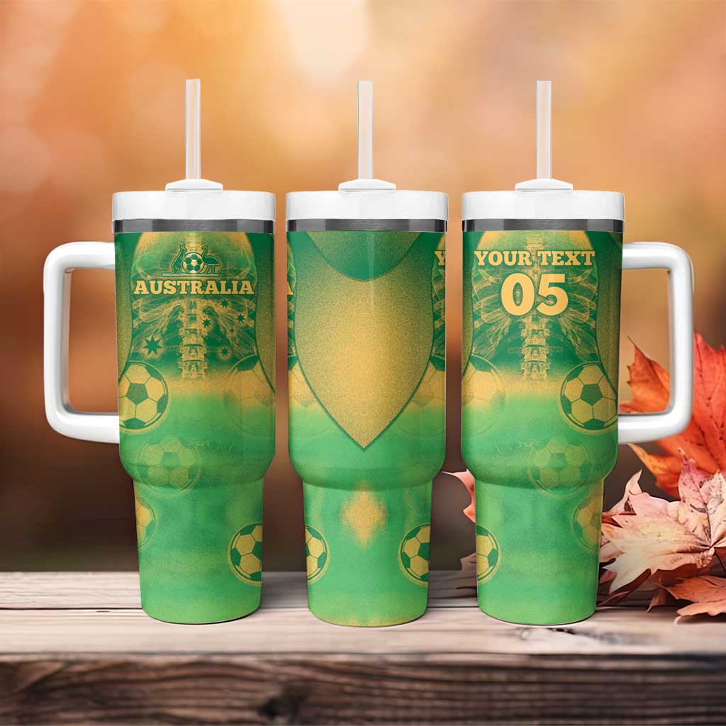 Custom Australia Soccer Tumbler With Handle Skeleton Gradient Vintage Spray