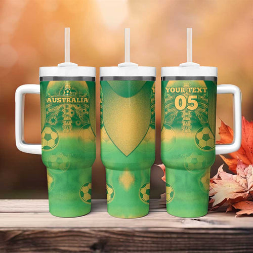 Custom Australia Soccer Tumbler With Handle Skeleton Gradient Vintage Spray
