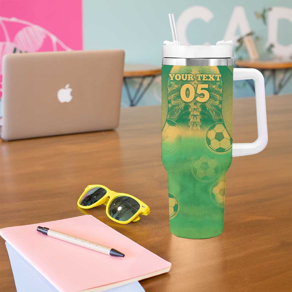 Custom Australia Soccer Tumbler With Handle Skeleton Gradient Vintage Spray