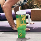 Custom Australia Soccer Tumbler With Handle Skeleton Gradient Vintage Spray