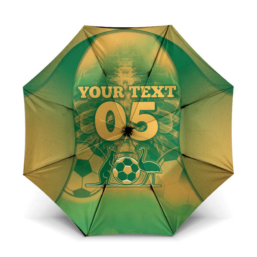 Custom Australia Soccer Umbrella Skeleton Gradient Vintage Spray
