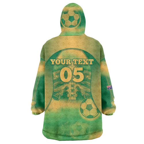 Custom Australia Soccer Wearable Blanket Hoodie Skeleton Gradient Vintage Spray