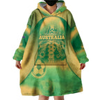 Custom Australia Soccer Wearable Blanket Hoodie Skeleton Gradient Vintage Spray