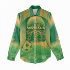 Custom Australia Soccer Women Casual Shirt Skeleton Gradient Vintage Spray