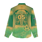 Custom Australia Soccer Women Casual Shirt Skeleton Gradient Vintage Spray