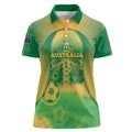 Custom Australia Soccer Women Polo Shirt Skeleton Gradient Vintage Spray