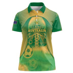 Custom Australia Soccer Women Polo Shirt Skeleton Gradient Vintage Spray