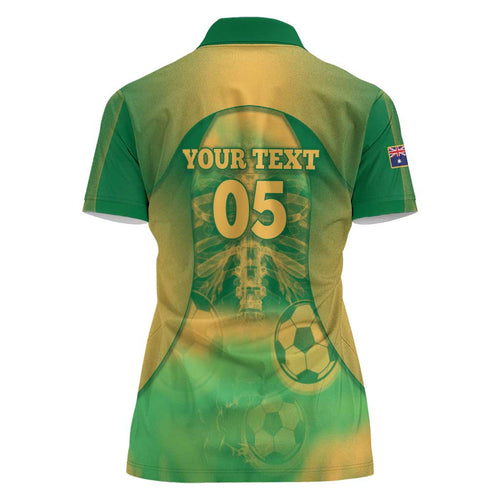 Custom Australia Soccer Women Polo Shirt Skeleton Gradient Vintage Spray