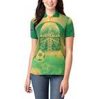 Custom Australia Soccer Women Polo Shirt Skeleton Gradient Vintage Spray