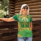 Custom Australia Soccer Women Polo Shirt Skeleton Gradient Vintage Spray
