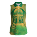 Custom Australia Soccer Women Sleeveless Polo Shirt Skeleton Gradient Vintage Spray