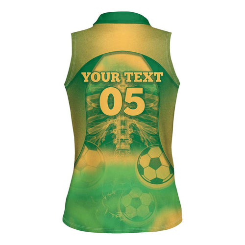 Custom Australia Soccer Women Sleeveless Polo Shirt Skeleton Gradient Vintage Spray