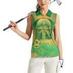 Custom Australia Soccer Women Sleeveless Polo Shirt Skeleton Gradient Vintage Spray