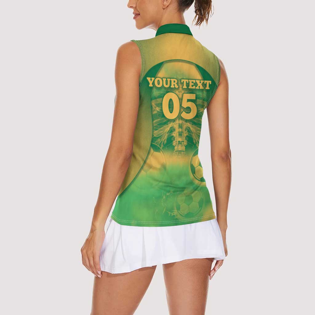 Custom Australia Soccer Women Sleeveless Polo Shirt Skeleton Gradient Vintage Spray