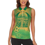 Custom Australia Soccer Women Sleeveless Polo Shirt Skeleton Gradient Vintage Spray