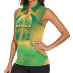 Custom Australia Soccer Women Sleeveless Polo Shirt Skeleton Gradient Vintage Spray