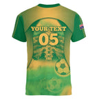 Custom Australia Soccer Women V-Neck T-Shirt Skeleton Gradient Vintage Spray
