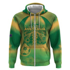 Custom Australia Soccer Zip Hoodie Skeleton Gradient Vintage Spray