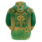 Custom Australia Soccer Zip Hoodie Skeleton Gradient Vintage Spray
