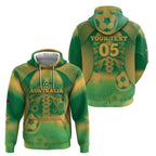 Custom Australia Soccer Zip Hoodie Skeleton Gradient Vintage Spray