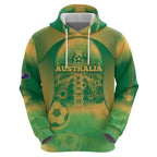 Custom Australia Soccer Zip Hoodie Skeleton Gradient Vintage Spray