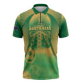 Custom Australia Soccer Zipper Polo Shirt Skeleton Gradient Vintage Spray