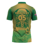 Custom Australia Soccer Zipper Polo Shirt Skeleton Gradient Vintage Spray