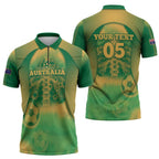 Custom Australia Soccer Zipper Polo Shirt Skeleton Gradient Vintage Spray
