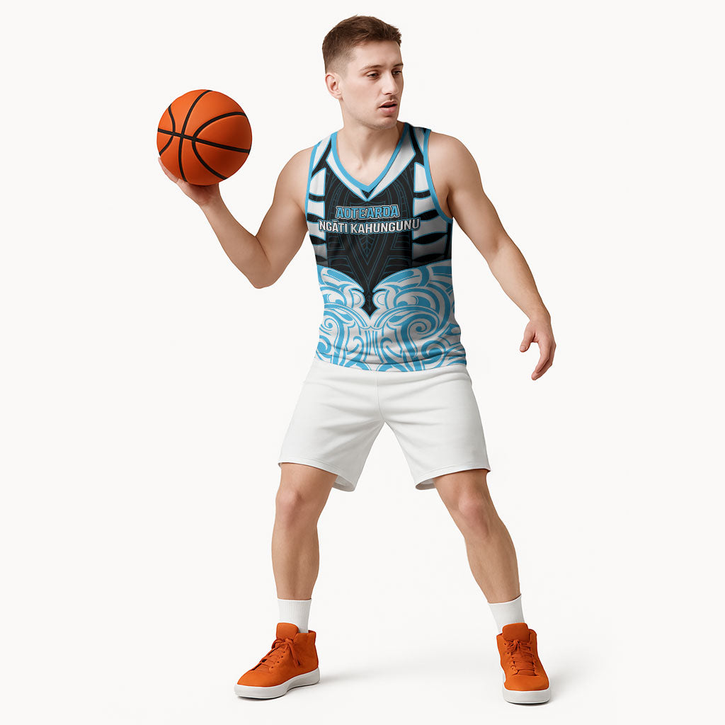 Custom Aotearoa Ngati Kahungunu Basketball Jersey New Zealand Traditional Maori Pattern
