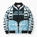 Custom Aotearoa Ngati Kahungunu Bomber Puffer Jacket New Zealand Traditional Maori Pattern