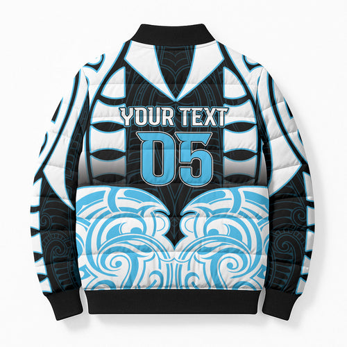 Custom Aotearoa Ngati Kahungunu Bomber Puffer Jacket New Zealand Traditional Maori Pattern
