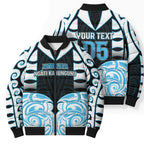Custom Aotearoa Ngati Kahungunu Bomber Puffer Jacket New Zealand Traditional Maori Pattern