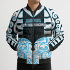 Custom Aotearoa Ngati Kahungunu Bomber Puffer Jacket New Zealand Traditional Maori Pattern