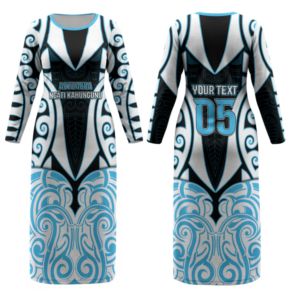 Custom Aotearoa Ngati Kahungunu Couples Matching Long Sleeve Bodycon Dress and Long Sleeve Button Shirt New Zealand Traditional Maori Pattern